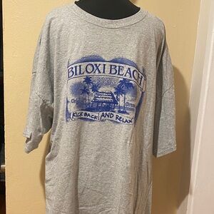Fruit of the Loom Gray Tee with Blue Biloxi Beach Graphic